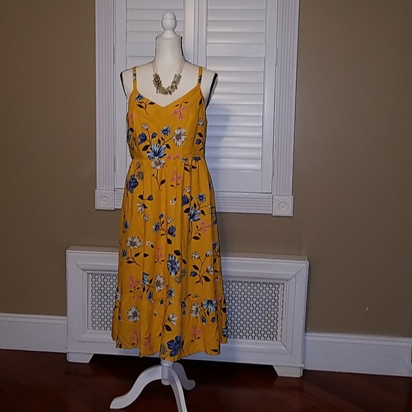 old navy yellow midi dress